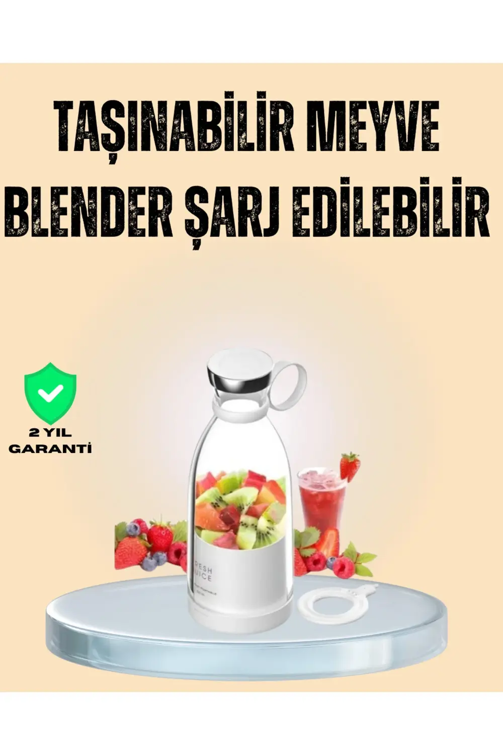 1200mAh Şarjlı, Hafif ve Pratik Taşınabilir Blender
