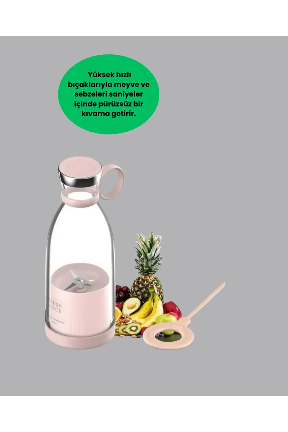 1200mAh Şarjlı, Hafif ve Pratik Taşınabilir Blender