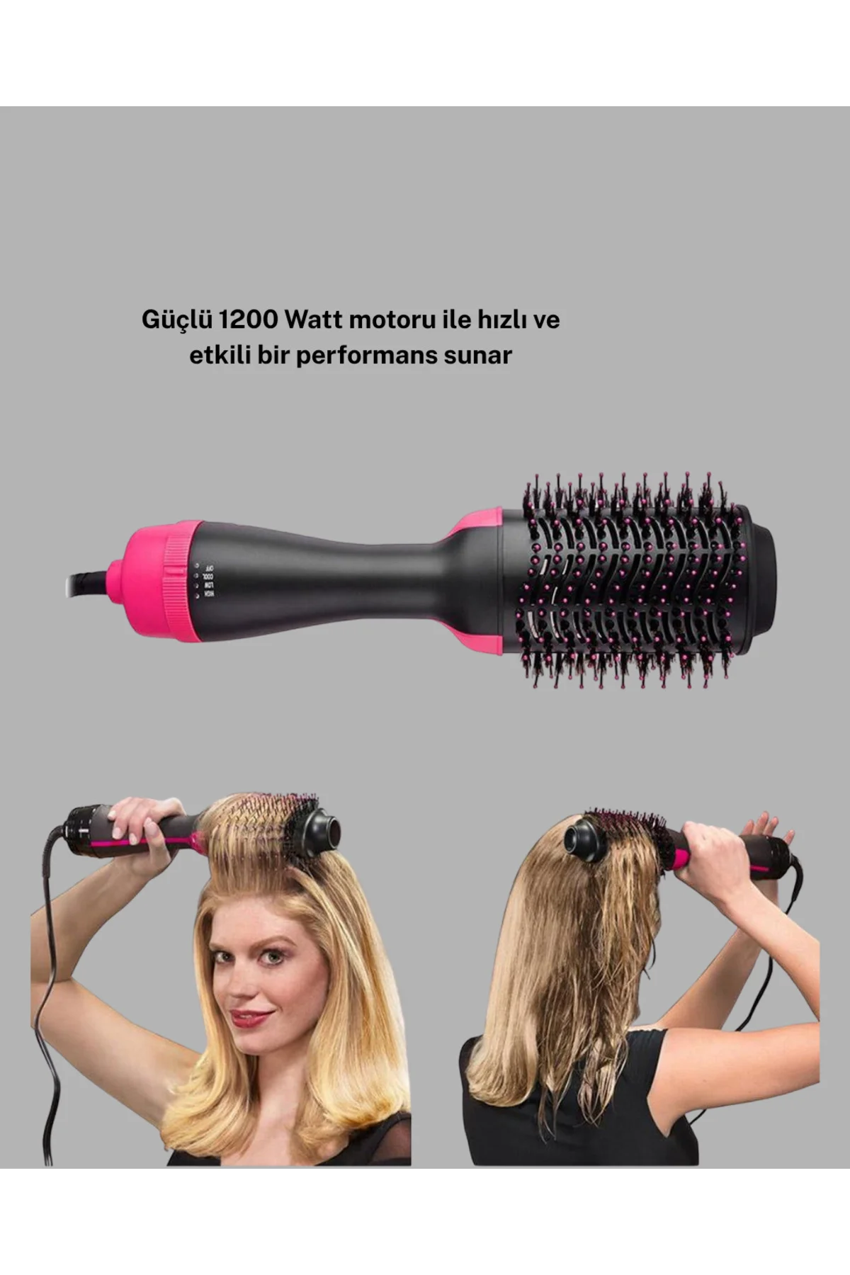 1200W Fön Tarağı – 3 Isı Ayarı, Negatif İyonlu, Hızlı ve Pürüzsüz