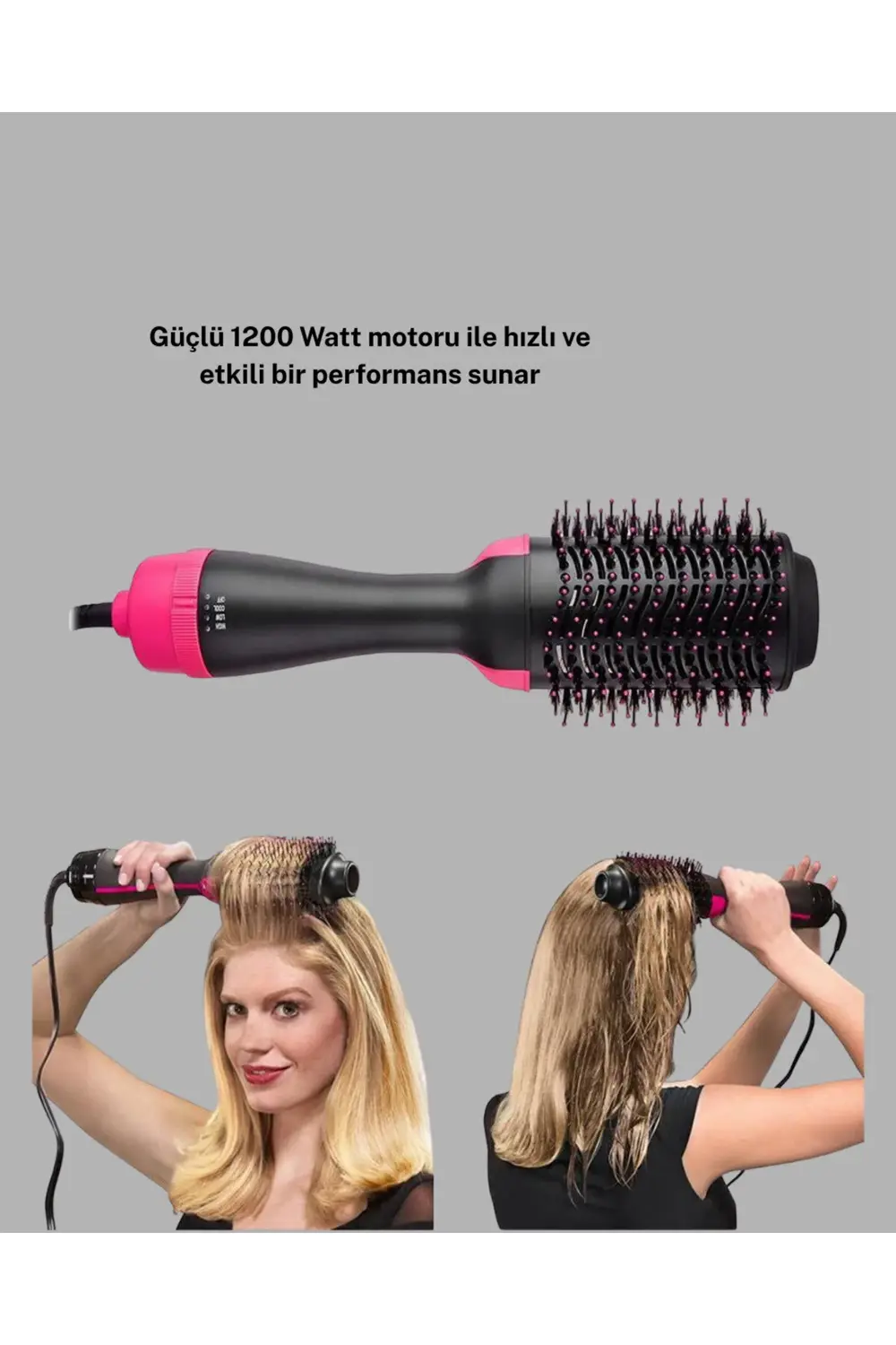 1200W Fön Tarağı – 3 Isı Ayarı, Negatif İyonlu, Hızlı ve Pürüzsüz