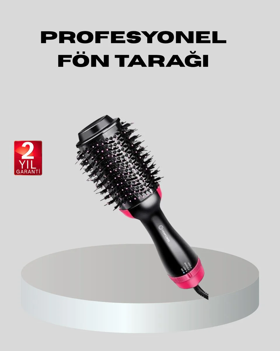 1200W İyonlu Fön Tarağı – 3 Isı Ayarı, Hızlı ve Pürüzsüz Saç Sonucu