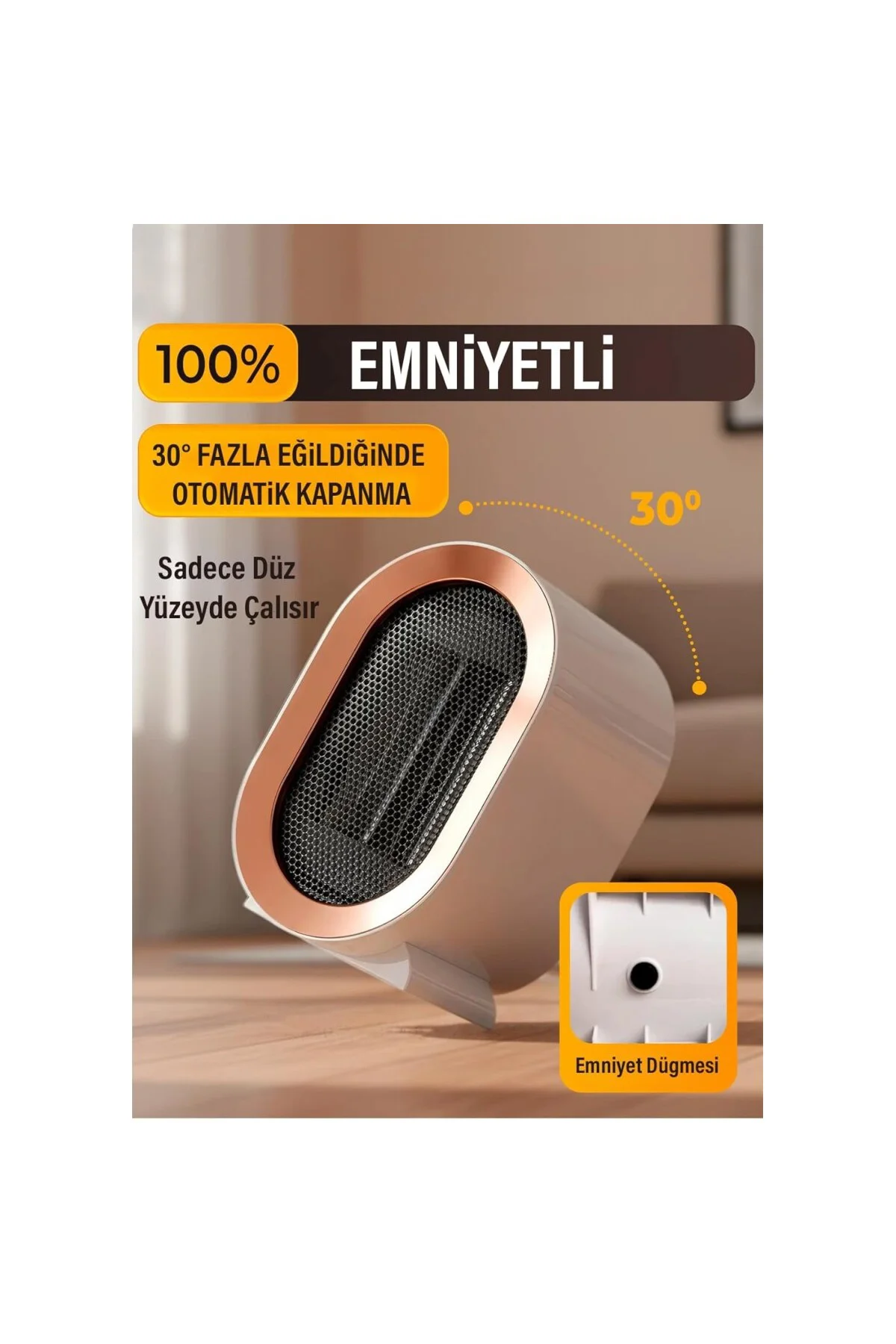 1200W Mini Elektrikli Isıtıcı Fan 2 Kademeli Masaüstü Üflemeli Fa