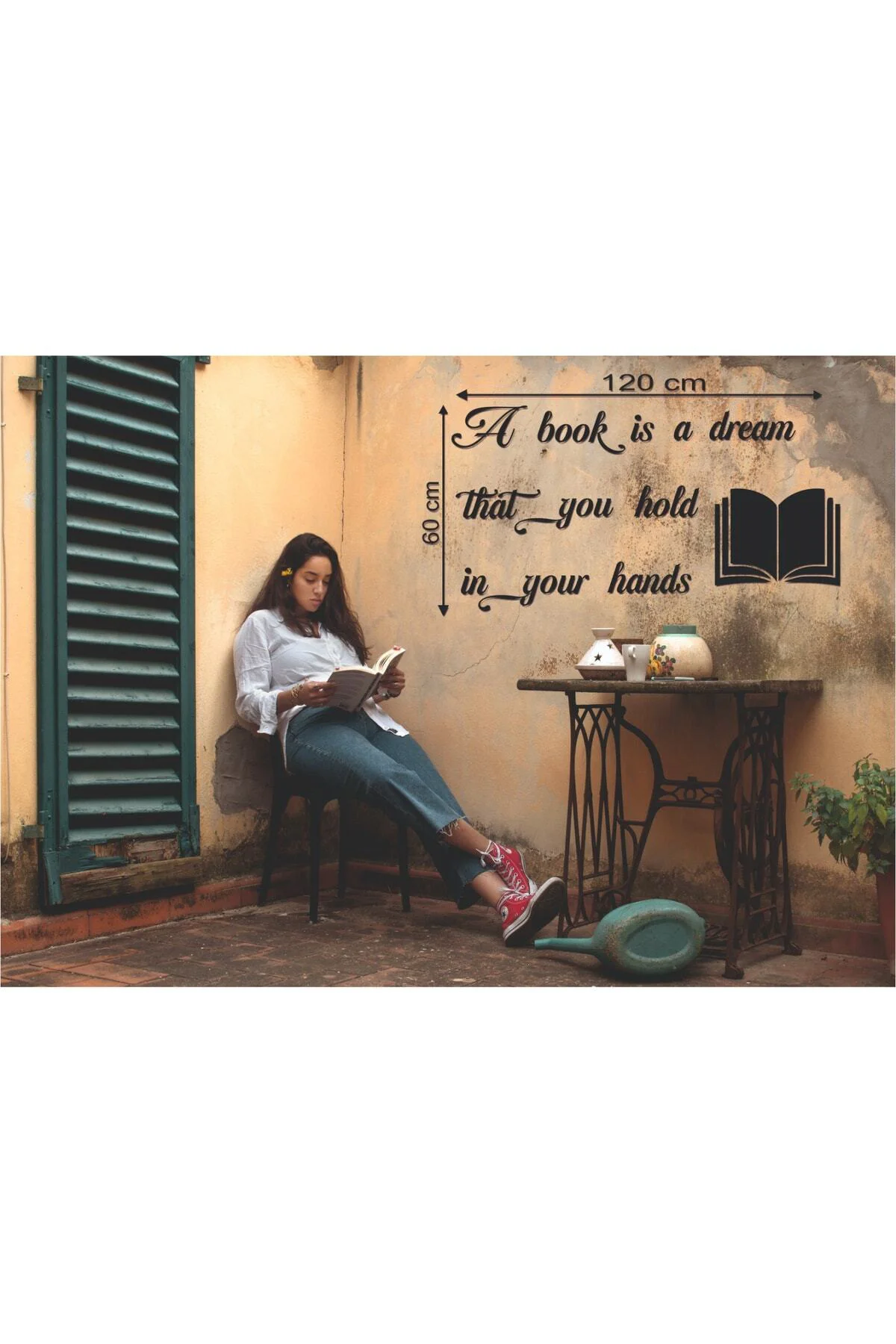 120*60 Cm A Book Is A Dream That You Hold In Your Hand Ahşap Duva