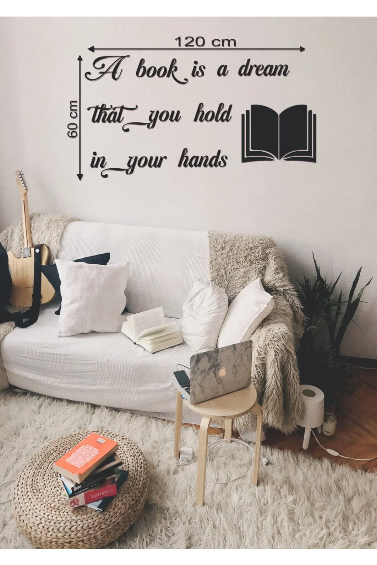 120*60 Cm A Book Is A Dream That You Hold In Your Hand Ahşap Duva
