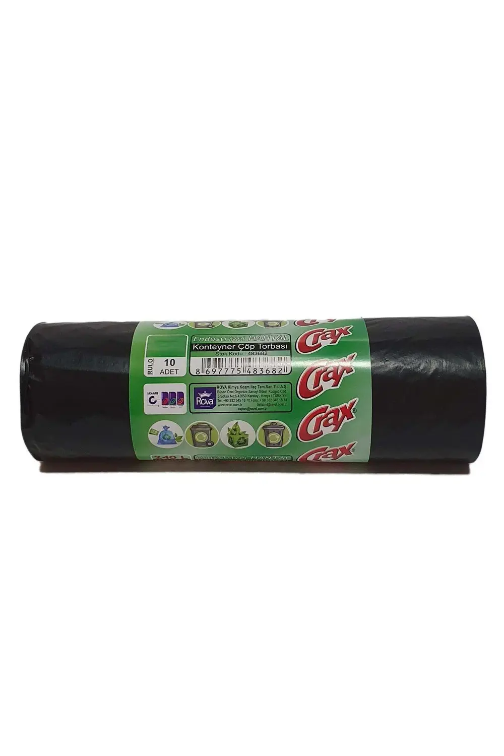 120'lik Konteyner Hantal Boy Çöp Torbası Siyah 10'lu (20 RULO)