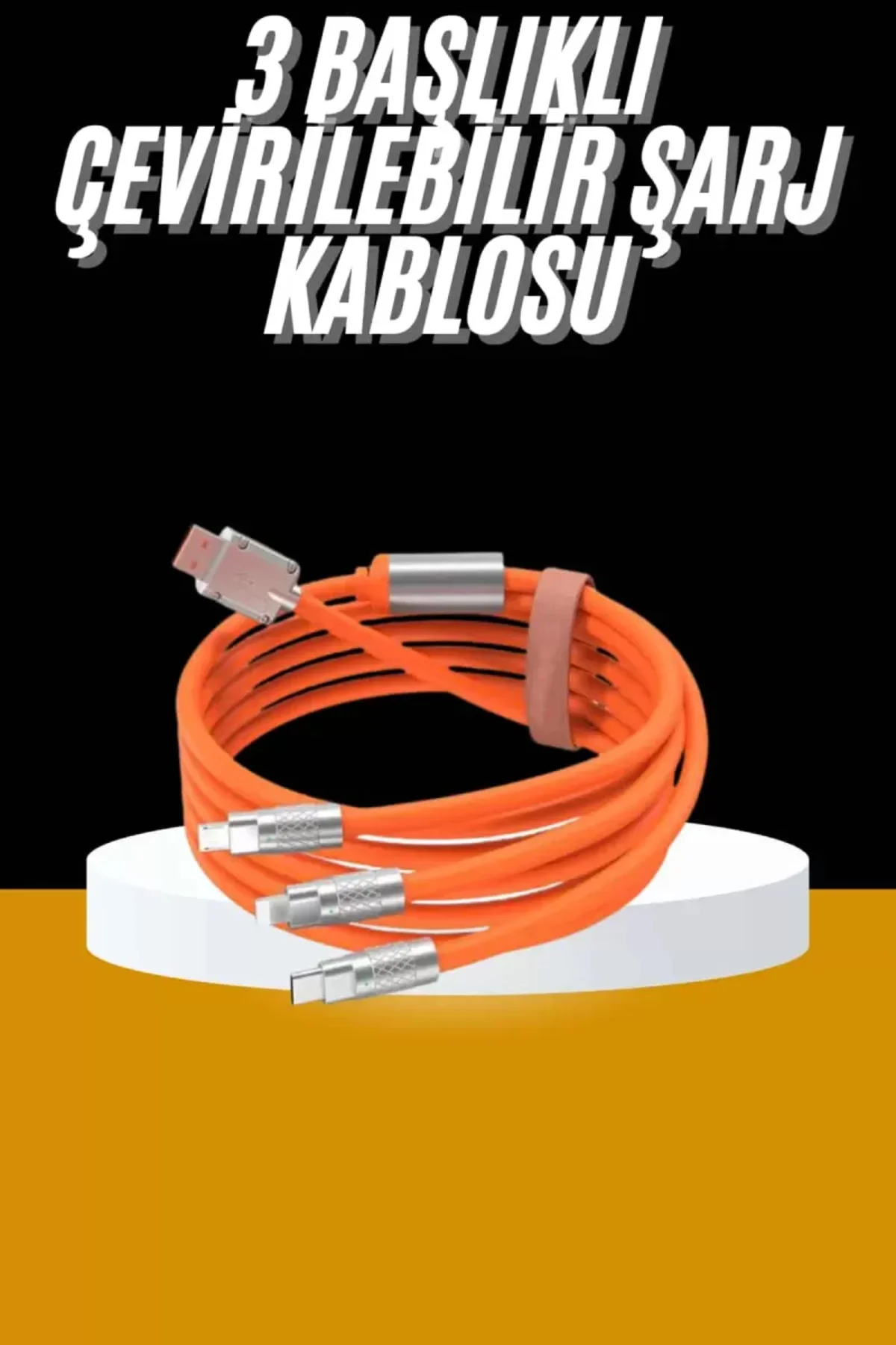 120W 3 İn 1 Uyumlu Silikon Şarj Kablosu Hızlı Şarj Kablosu