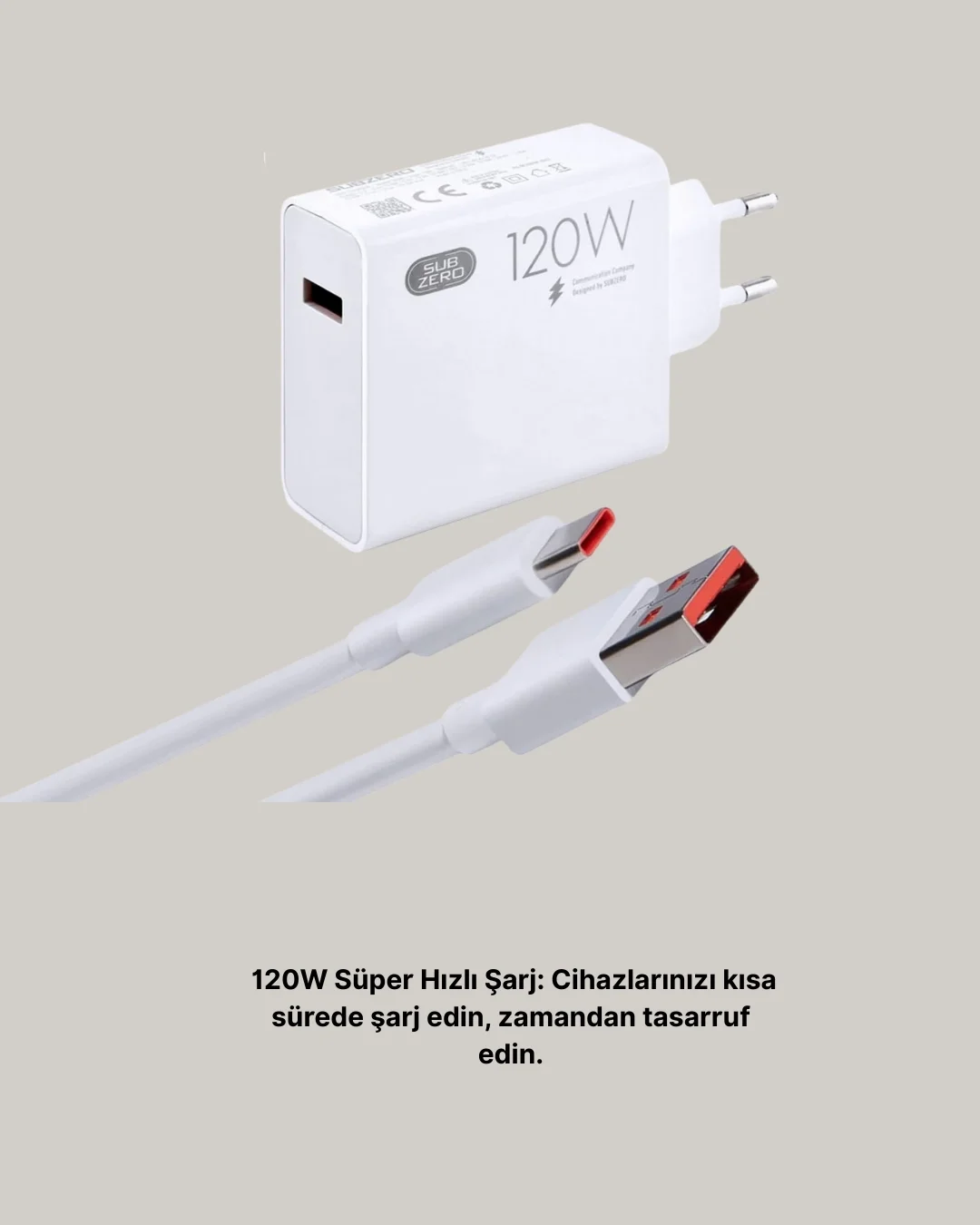 120W Güçlü Hızlı Şarj Adaptörü ve Type-C Kablo Seti – Güvenli Şarj Teknolojisi