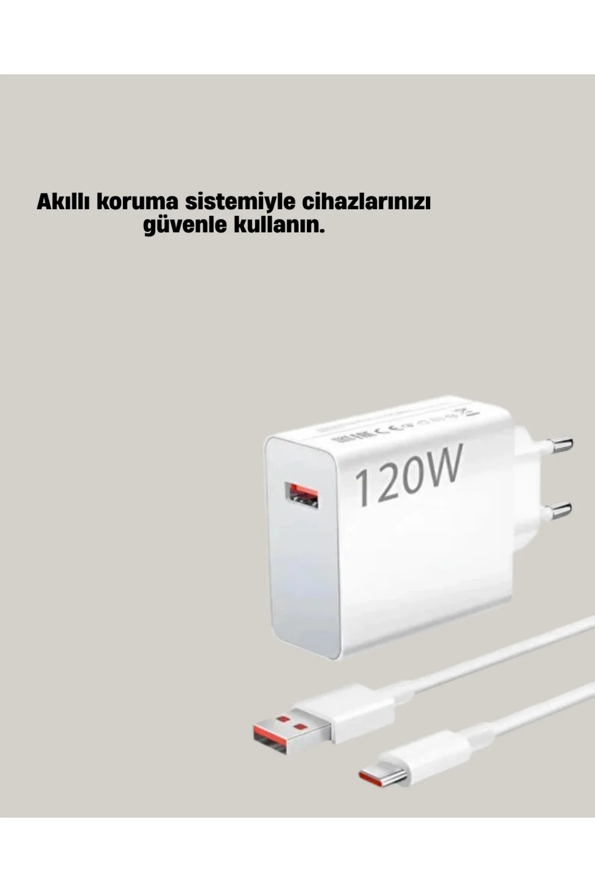 120W Güçlü Hızlı Şarj Adaptörü ve Type-C Kablo Seti – Güvenli Şar
