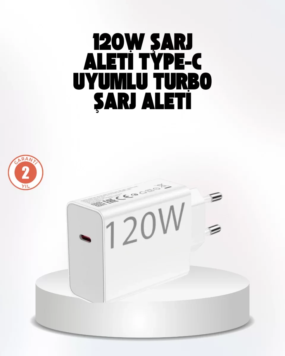120W Güçlü Hızlı Şarj Adaptörü ve Type-C Kablo Seti – Güvenli Şarj Teknolojisi - Lisinya
