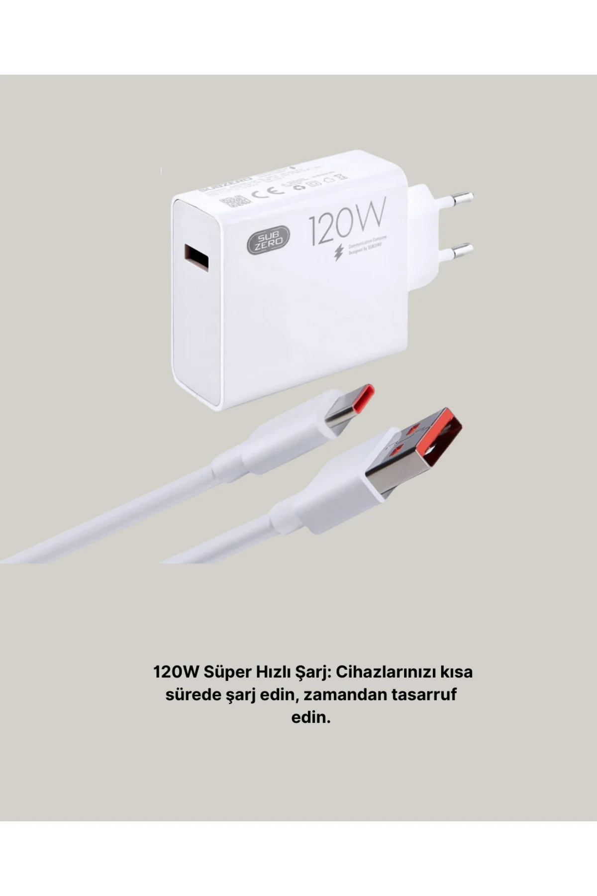 120W Güçlü Hızlı Şarj Adaptörü ve Type-C Kablo Seti – Güvenli Şar
