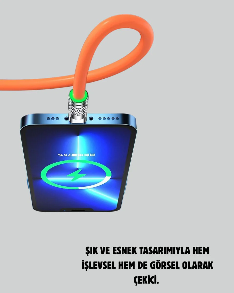 120W Hızlı Çözüm 3'ü 1 USB Şarj Kablosu – Ayarlanabilir Uzunluk ve Dolaşmaz Tasarım