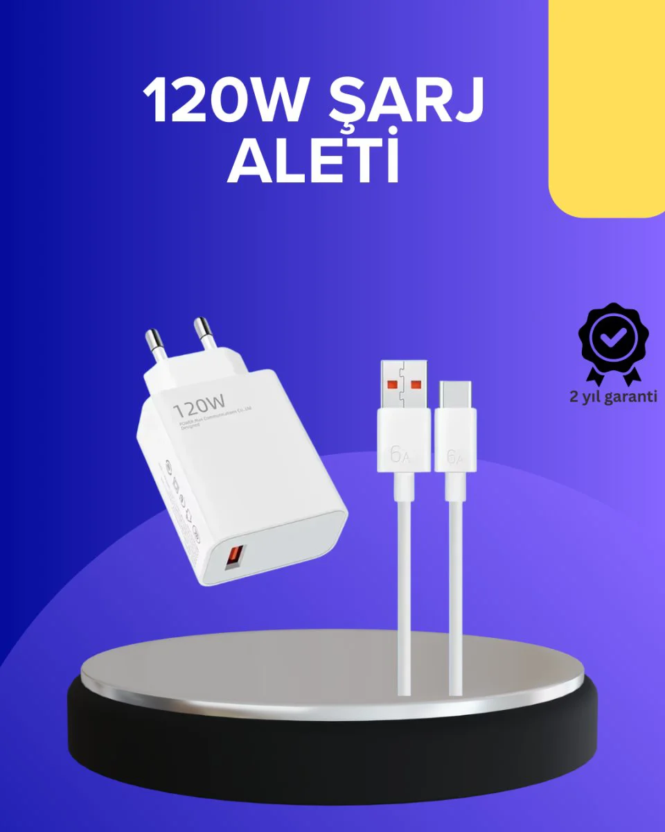 120W Hızlı Şarj Adaptörü - Samsung S20 S21 S22 S23 Uyumlu, Xiaomi ve Diğerleri İçin