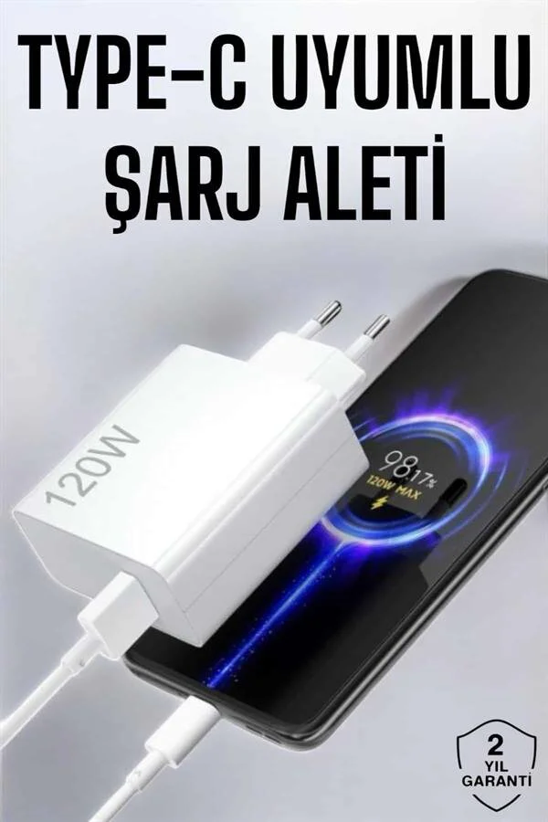 120W Hızlı Şarj Aleti Type-C Turbo - Güvenli ve Pratik Şarj Çözümü
