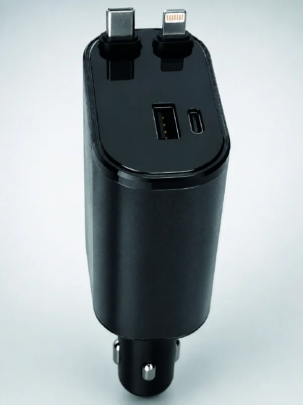 120W Hızlı Şarj Destekli 4'ü 1 Arada Araç Şarj Cihazı Type-C, Lightning, USB ve USB-C Çıkışlı