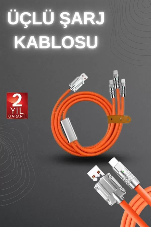 120W Hızlı Şarj Kablosu Turuncu Yüksek Güç Kapasitesi Çoklu Şarj Girişi - Lisinya