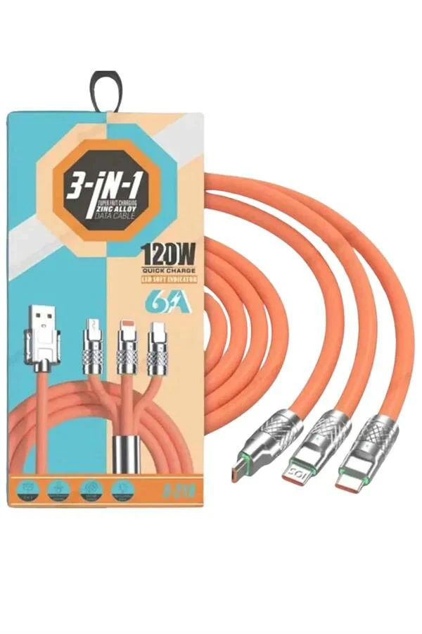 120W Hızlı Şarj Kablosu - USB Type-C & iOS Uyumlu 180° Rotasyonlu