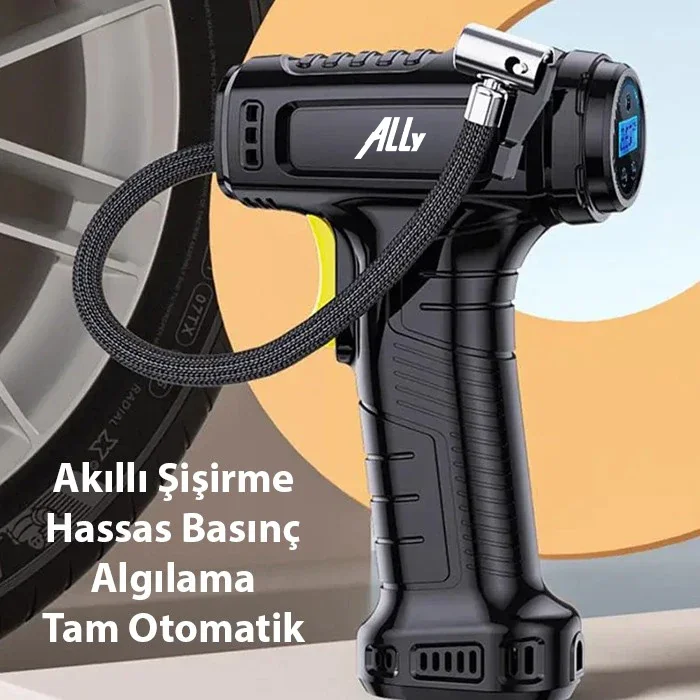 120W Kablosuz Mini Hava Pompası Kompresör - Basınç Göstergeli ve Otomatik Durdurmalı ST-5007C