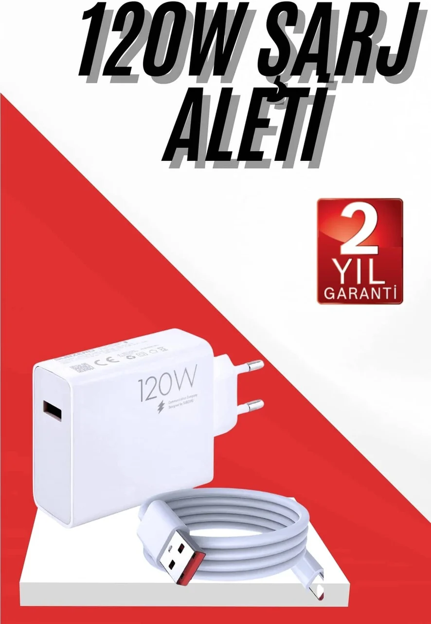 120w Şarj Aleti Hızlı Çift Turbo Şarj Aleti Seti Beyaz Diğer