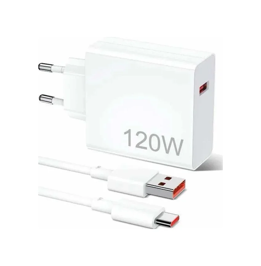 120w Şarj Aleti Hızlı Çift Turbo Şarj Aleti Seti Beyaz Diğer