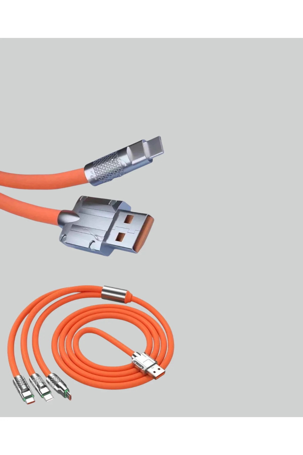 120W Şarj Destekli 3’ü 1 Arada Çoklu Şarj Kablosu – 1.2 Metre