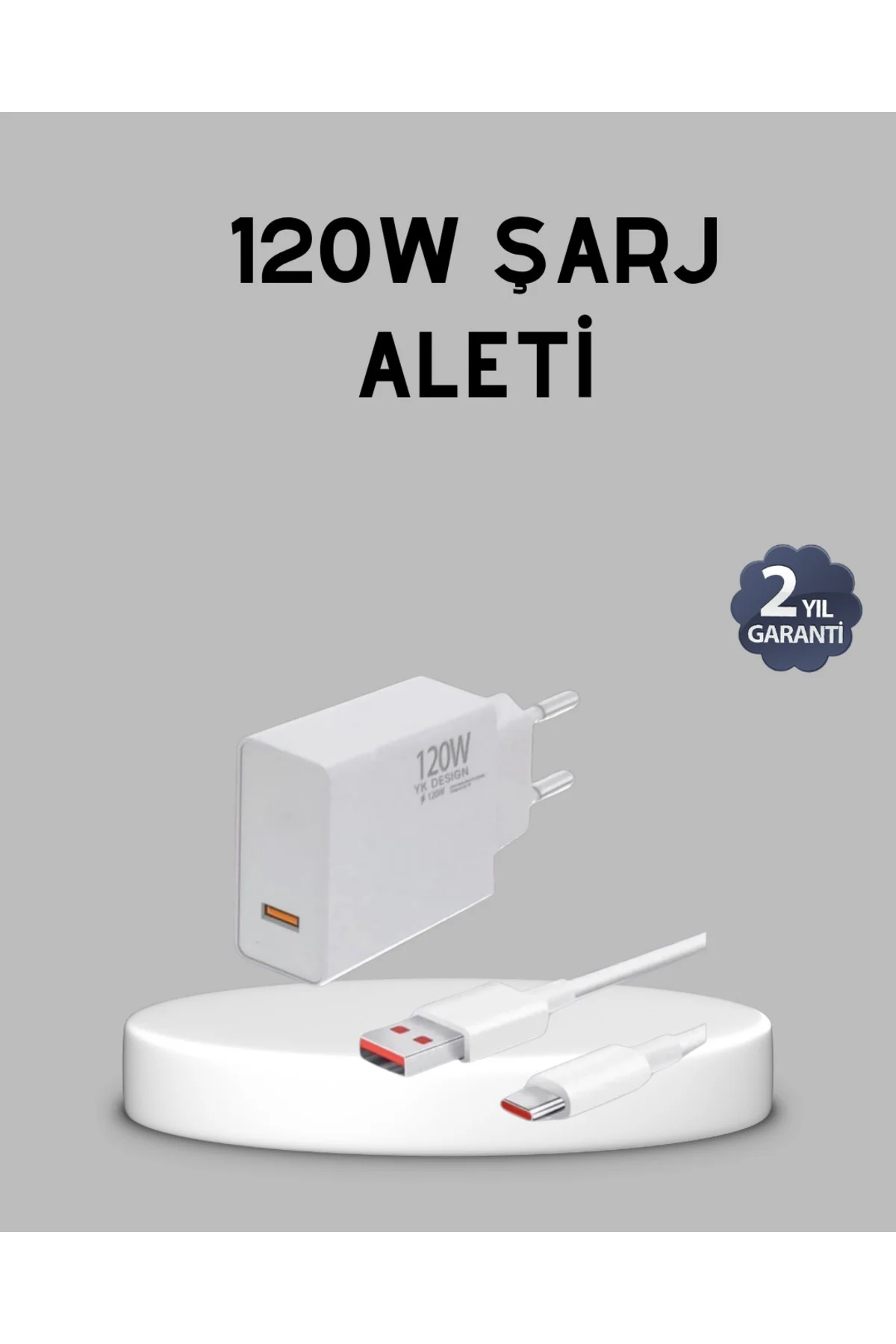 120W Süper Hızlı Şarj Adaptörü – Type-C Kablo Dahil, Yüksek Volta