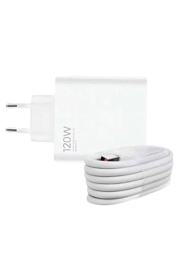 120W Turbo Hızlı Şarj Aleti Seti - Beyaz Adaptör ve Kablo