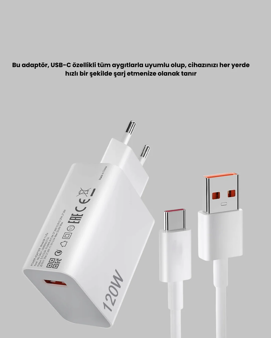 120W Ultra Hızlı Şarj Adaptörü USB-C Destekli Güçlü Şarj Teknolojisi 120W Ultra Hızlı Şarj Adaptörü USB-C Destekli Güçlü Şarj Teknolojisi