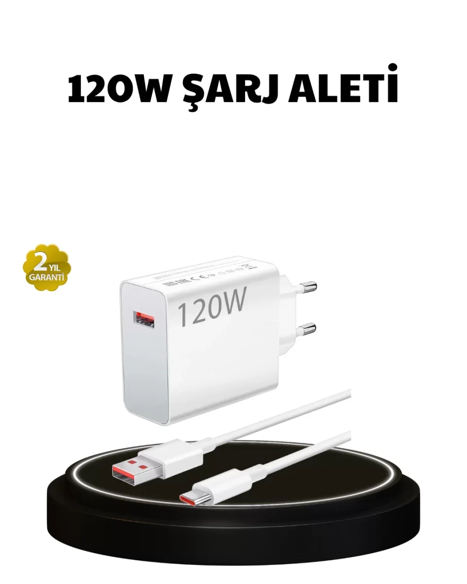 120W Ultra Hızlı Şarj Adaptörü USB-C Destekli Güçlü Şarj Teknolojisi - Lisinya