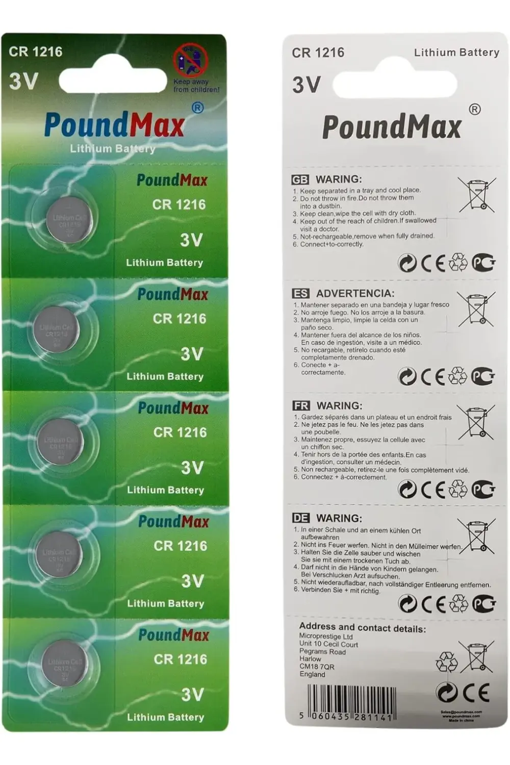 1216 DL1216 3V Lityum Düğmeli Pil (5'li Paket) 1014773