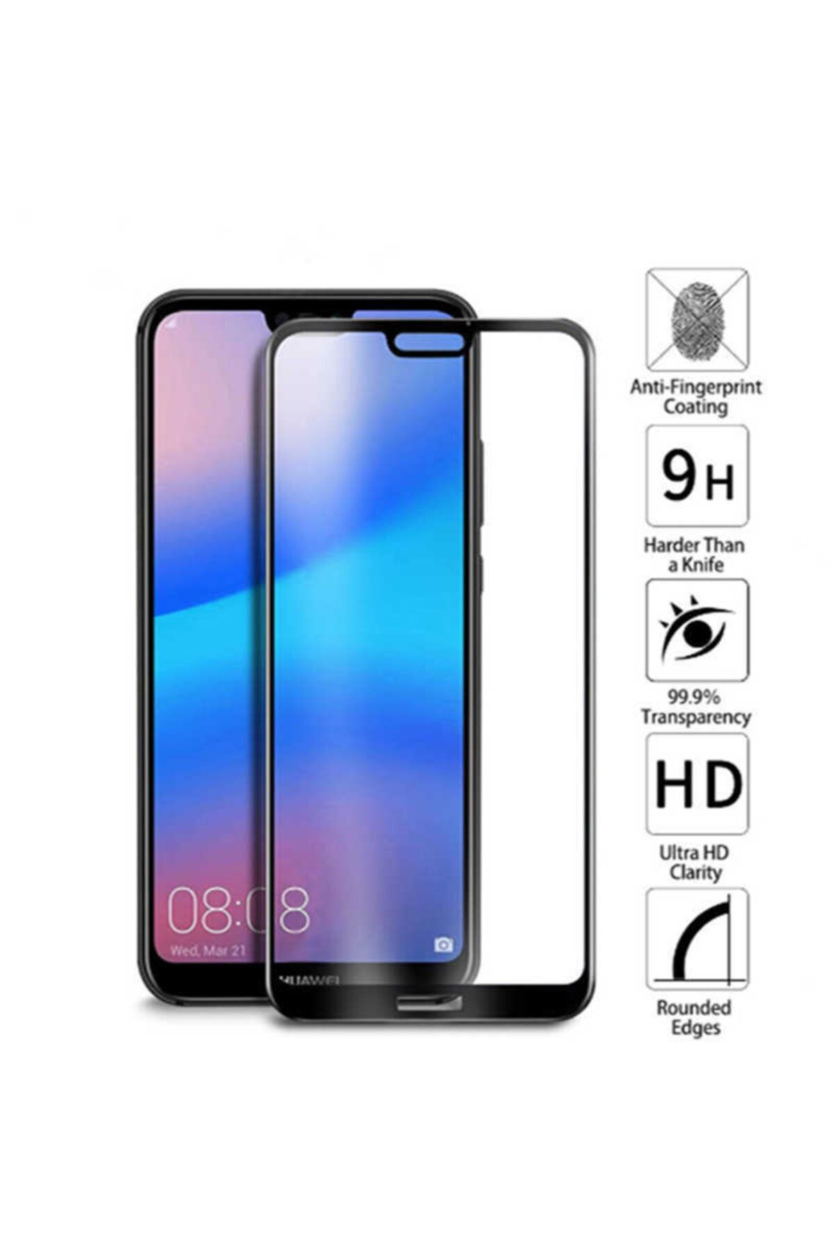 12205 Huawei P20 Lite Kenarları Kırılmaya Dayanıklı Cam Ekran Kor