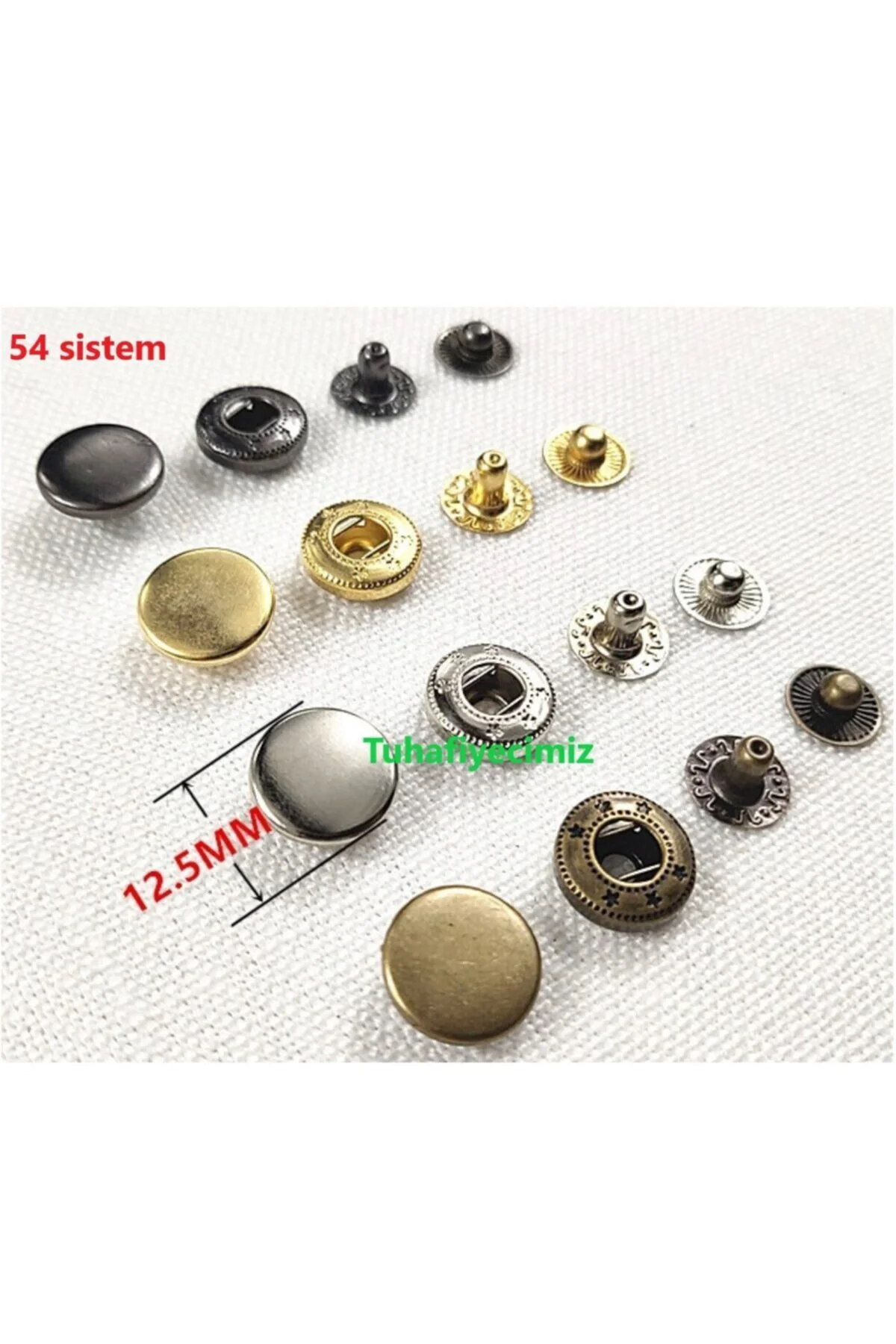 12,50mm Paslanmaz Pirinç Çıtçıt (20 Takım) (kalıpsızdır)