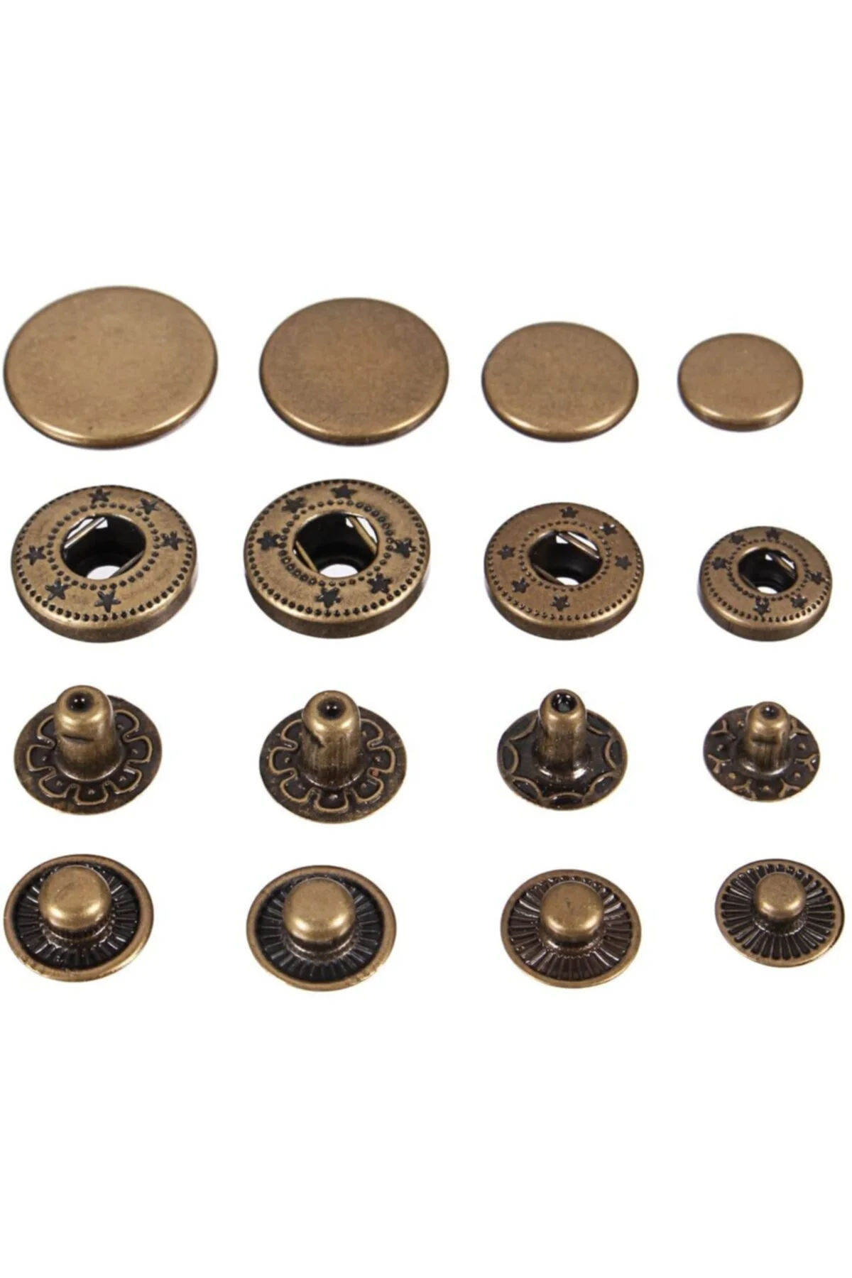 12,5mm Çıtçıt (54 Çıtçıt) 100 Adet. Bronz (antik Sarı) Çıtçıt