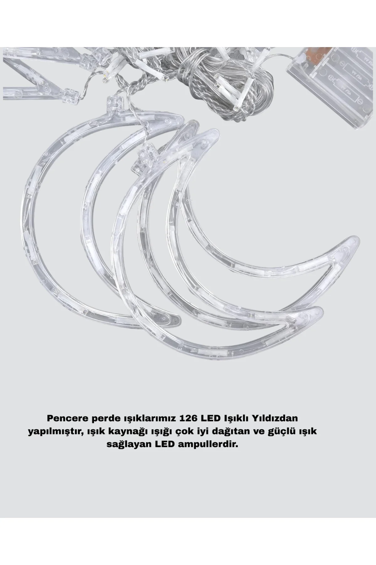 126 Led’Li Yıldız Ay Perde Işık Prizden Çalışan Dekoratif Aydınlatma 126 Led’Li Yıldız Ay Perde Işık Prizden Çalışan Dekoratif Aydınlatma - Görsel 5