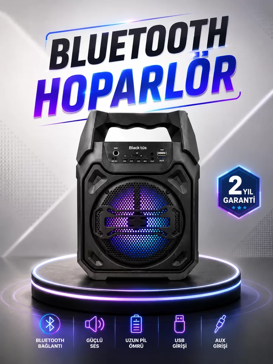 1283 Güçlü Bluetooth Hoparlör 6.5 İnç - 15W Derin Bass ve Taşınabilir Ses