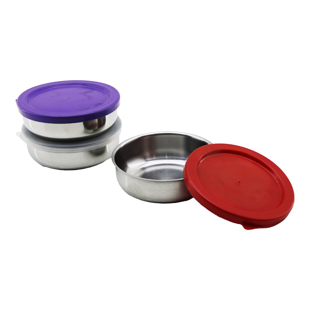 12CM   ÇELİK  SAKLAMA KABI  RENKLİ - ŞEFFAF PLASTİK KAPAK (4741)