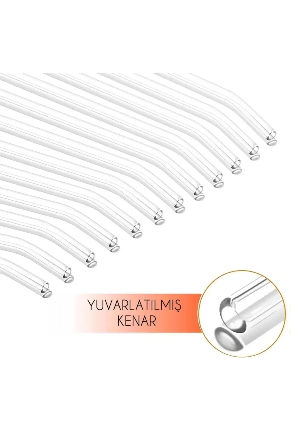 12'li  9 mm 20 Cm Boyunda Şeffaf Borosilikat Cam Pipet Seti Meşru