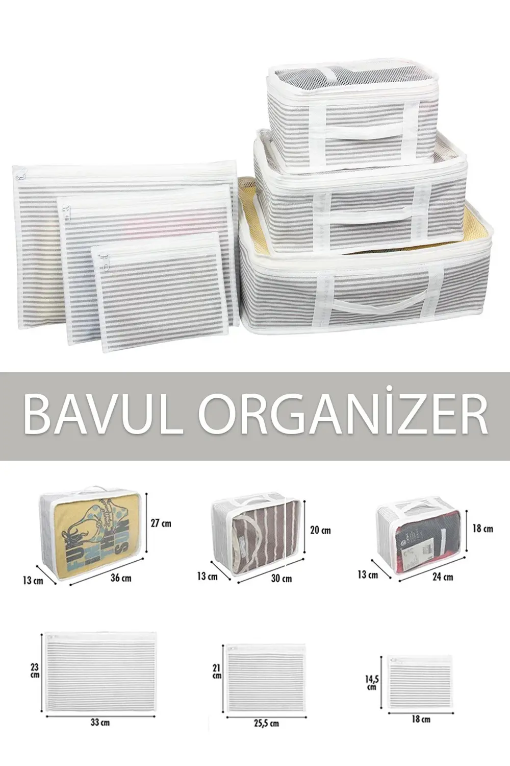 Pazar Kapısı 12'Li Bavul Organizer Seyahat Çantası Valiz Düzenleyici Set