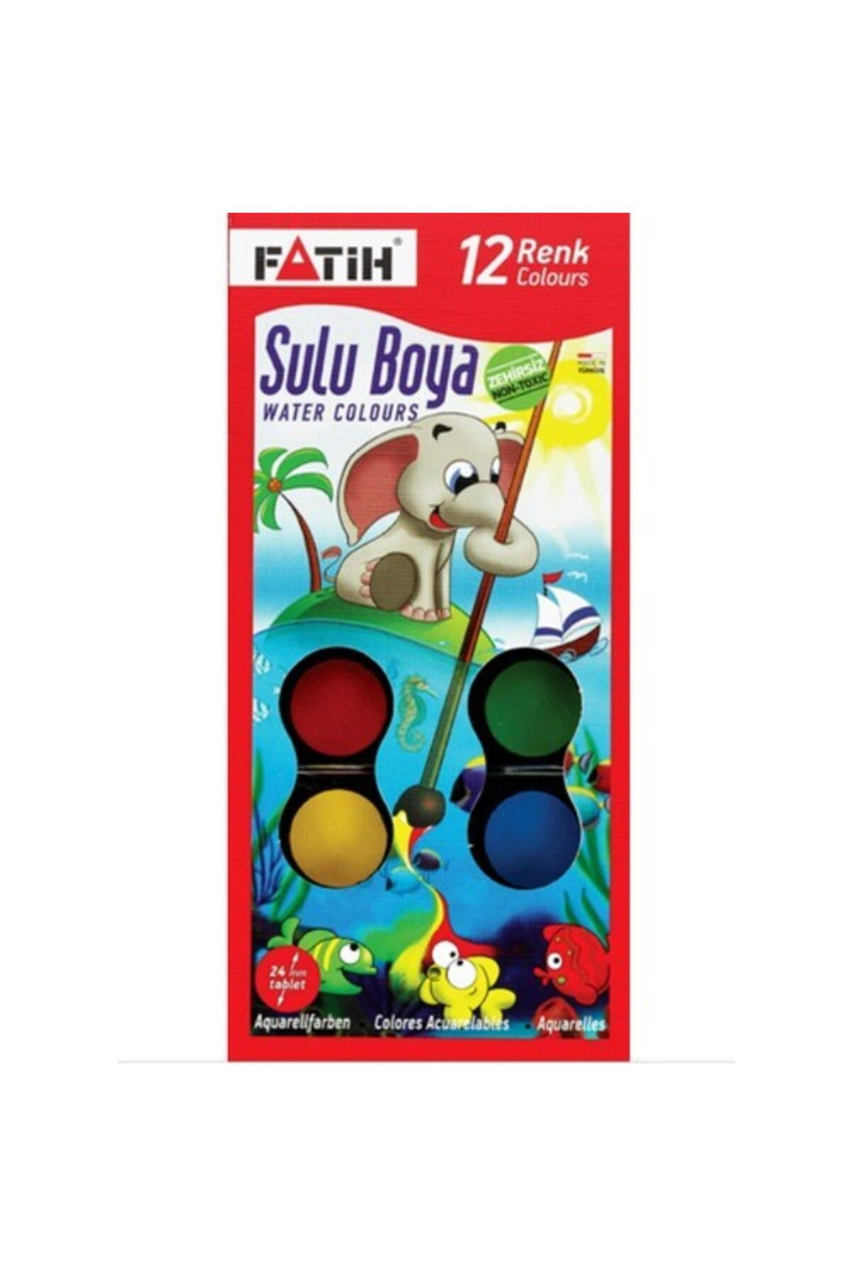 Fatih 12'Li Büyük Boy Sulu Boya Seti / 50040