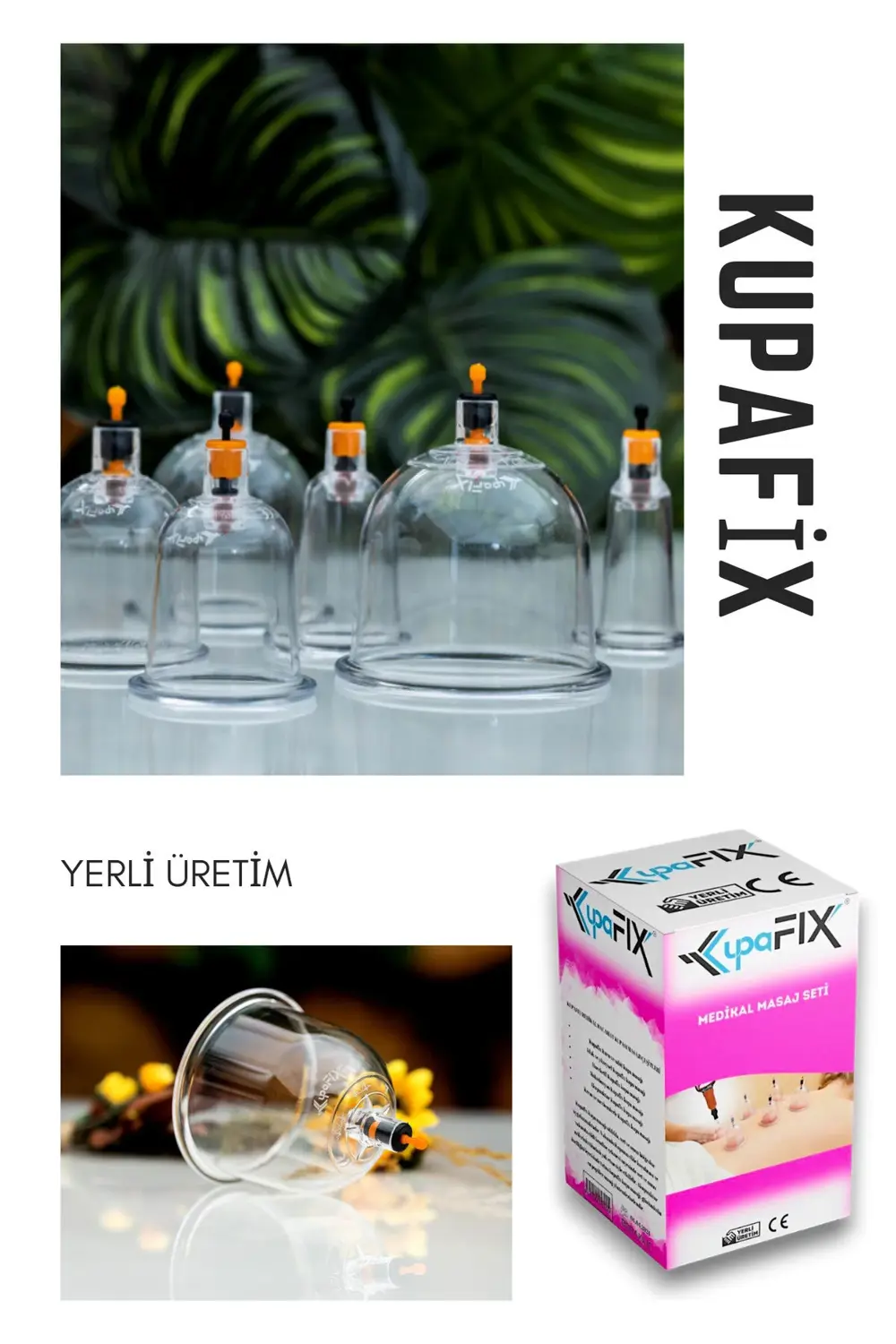 12'li Büyük/orta Boy Vakumlu Hacamat Kupa Çekme & Masaj Seti