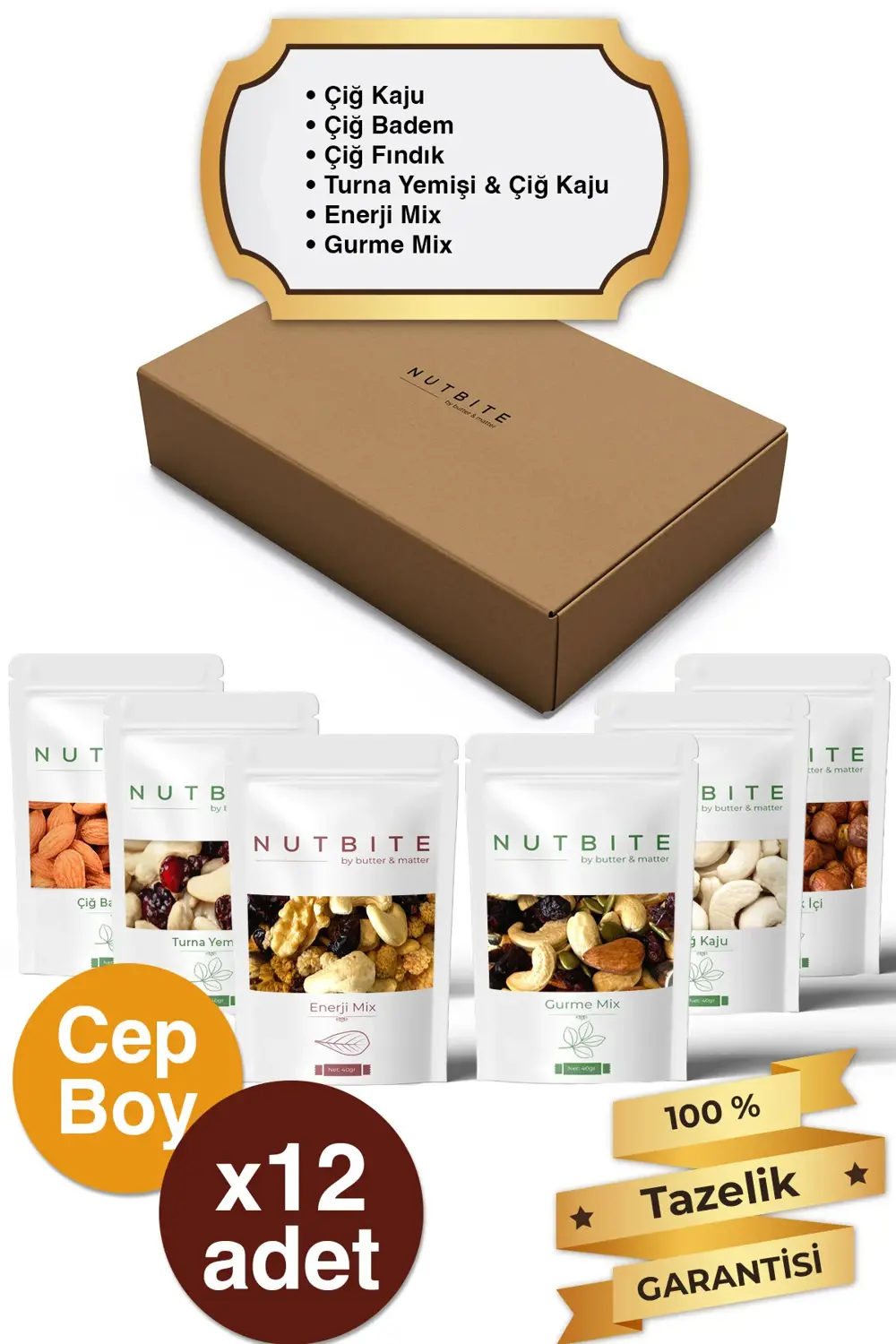 12'li Cep Boy Çiğ Karışık Paket - 12 x 40gr Cep Boy - Doğal Sağlı