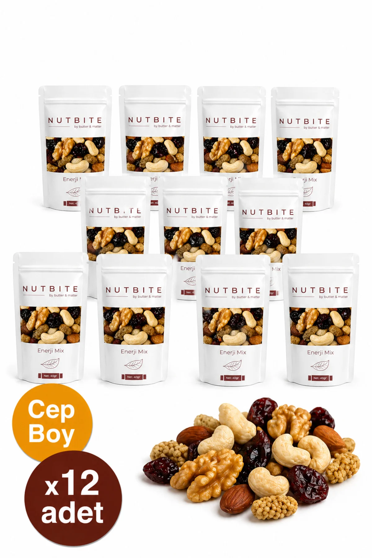 12'li Cep Boy Enerji Mix - (Çiğ Karışık Kuruyemiş) - Sağlıklı Atı