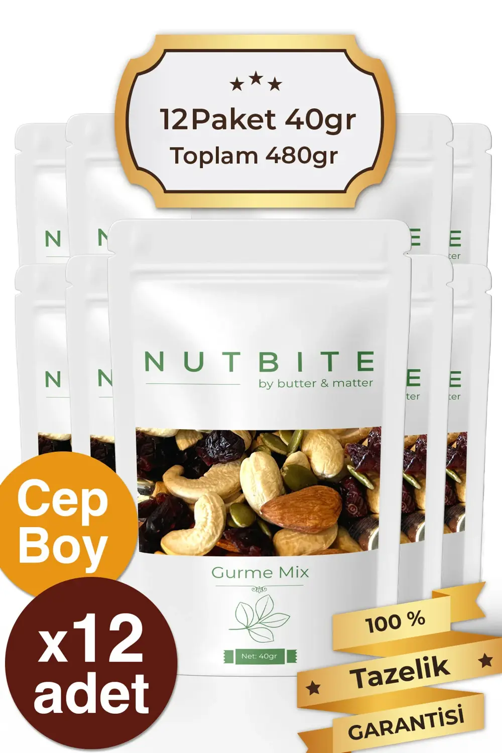 12'li Cep Boy Gurme Mix - 12 x 40gram cep boy paketler - Sağlıklı