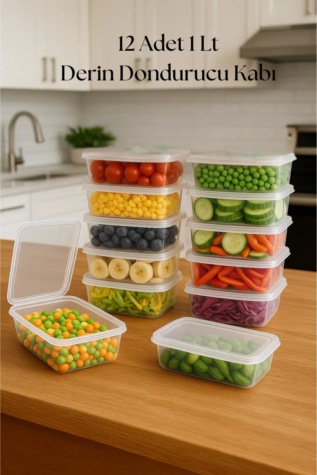 12’li Derin Dondurucu Saklama Kabı &amp; Organizeri 1 lt 12,5x19,5x5,5 cm