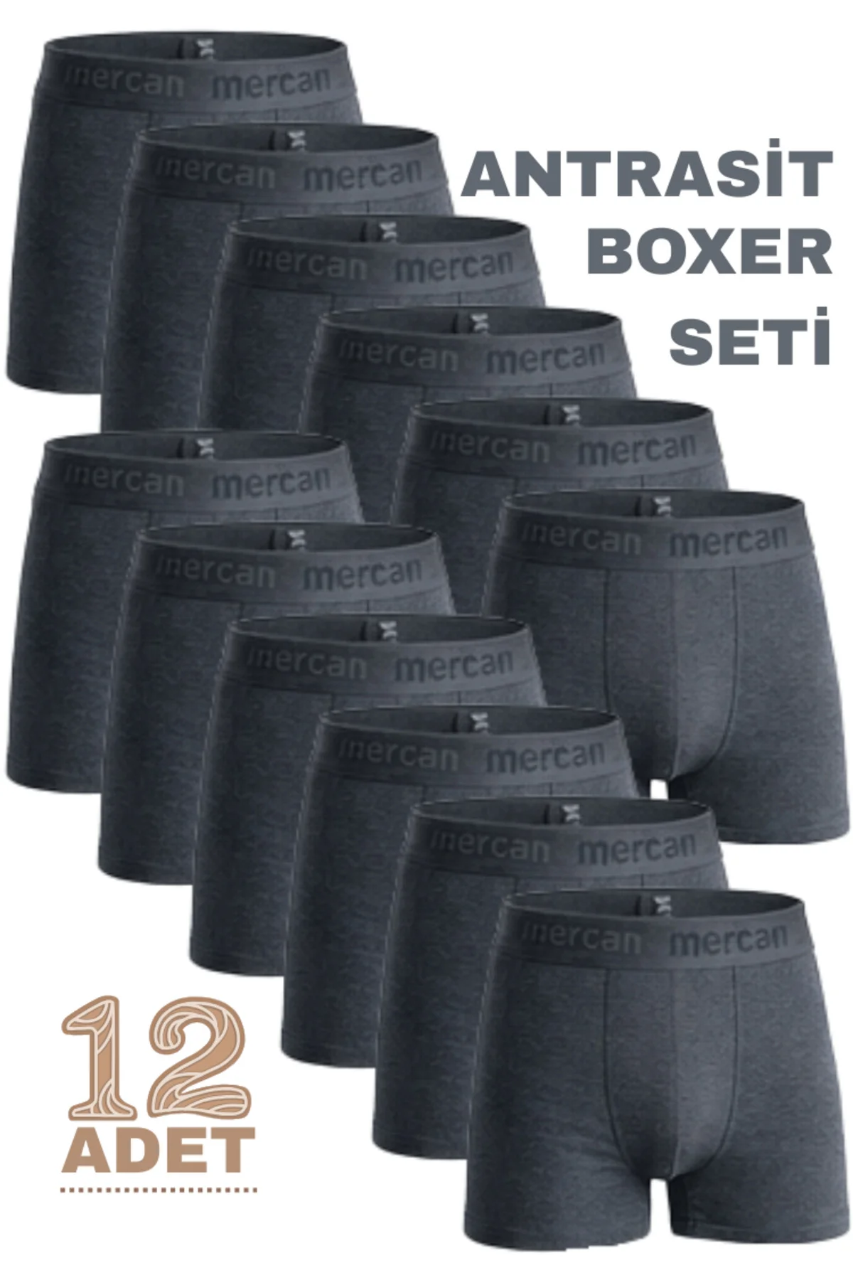 12'li ERKEK ANTRASİT BOXER - GÜN BOYU NEFES ALAN KUMAŞ, ESNEKLİK 12'li ERKEK ANTRASİT BOXER - GÜN BOYU NEFES ALAN KUMAŞ, ESNEKLİK