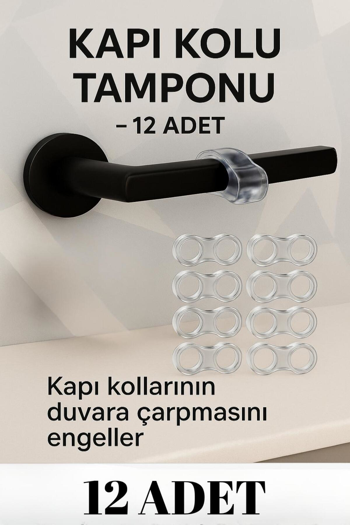 12'Lİ Kapı Kolu Koruyucu Şeffaf Stoper 12 Adet CN Nemli bir bezle