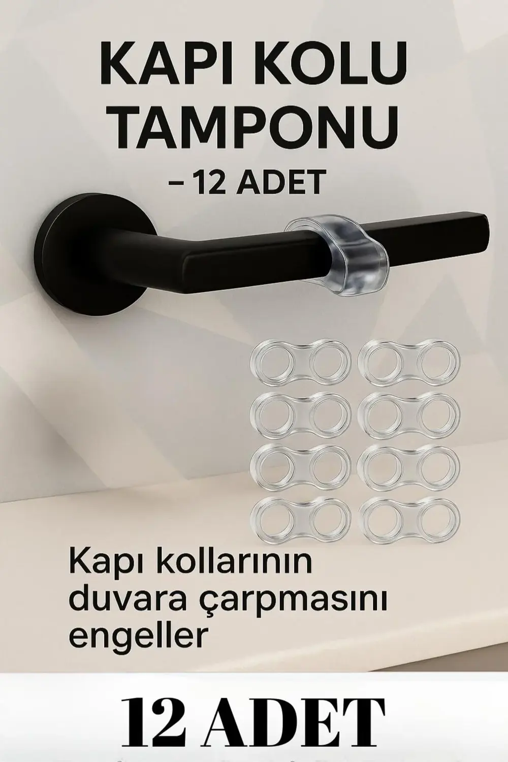 12'Lİ Kapı Kolu Koruyucu Şeffaf Stoper 12 Adet CN Nemli bir bezle