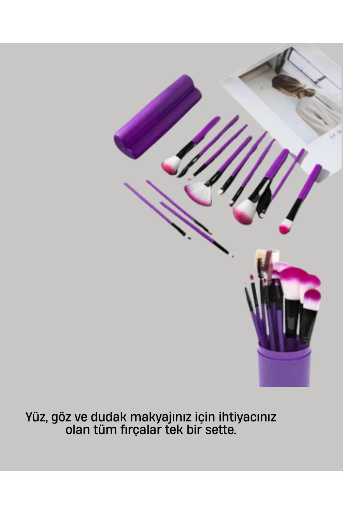 12’li Makyaj Fırça Seti Fondöten Allık Far Karıştırma İçin Tam Uy