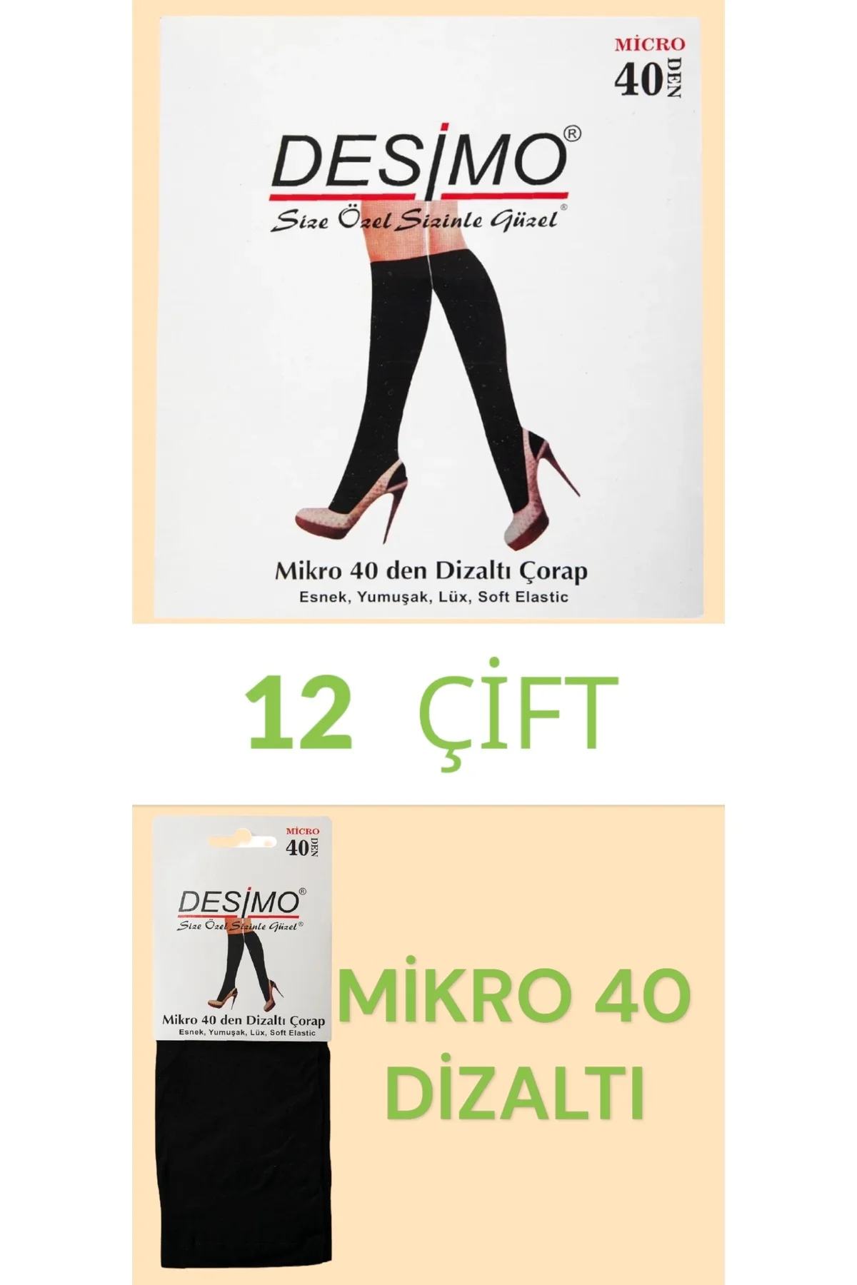 12’Li Mikro 40  Dizaltı Kadın Çorap