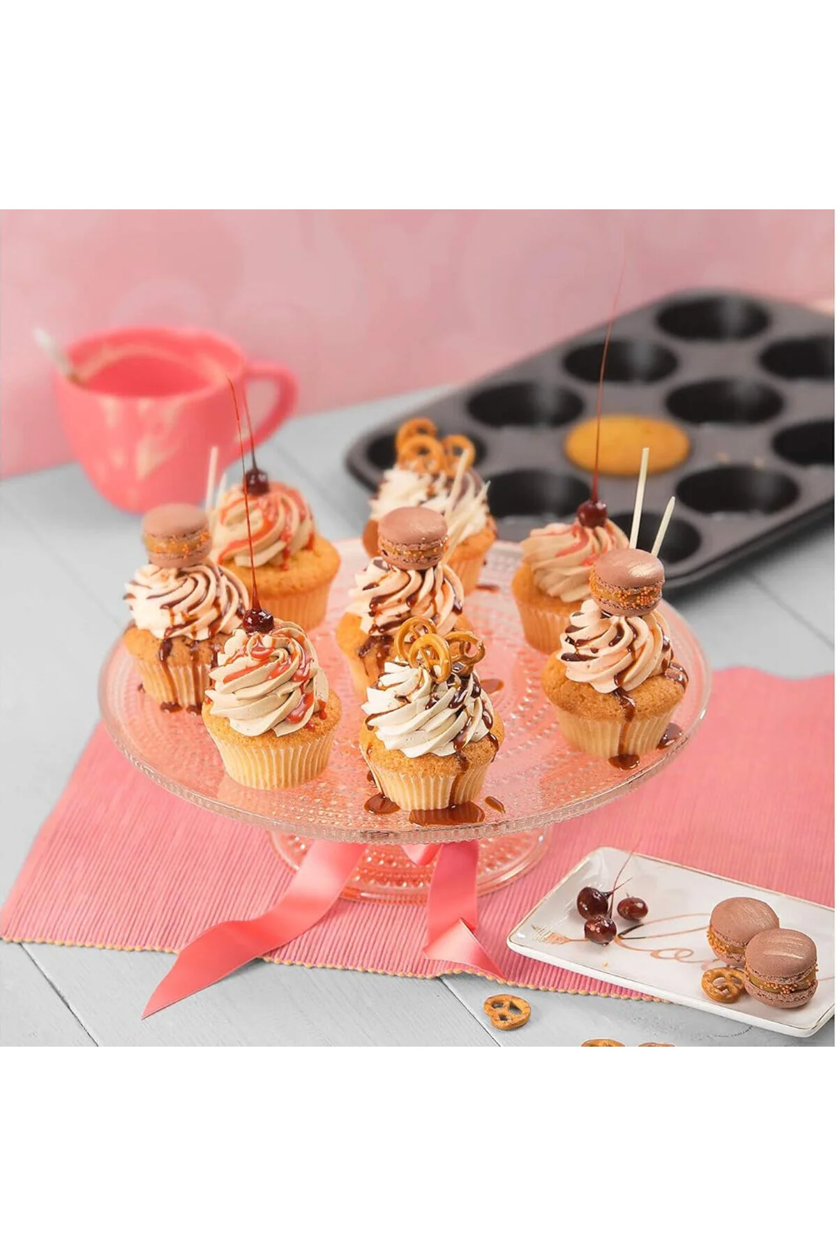 12'li Muffin Kek Kalıbı - Metal - Siyah - Görsel 3