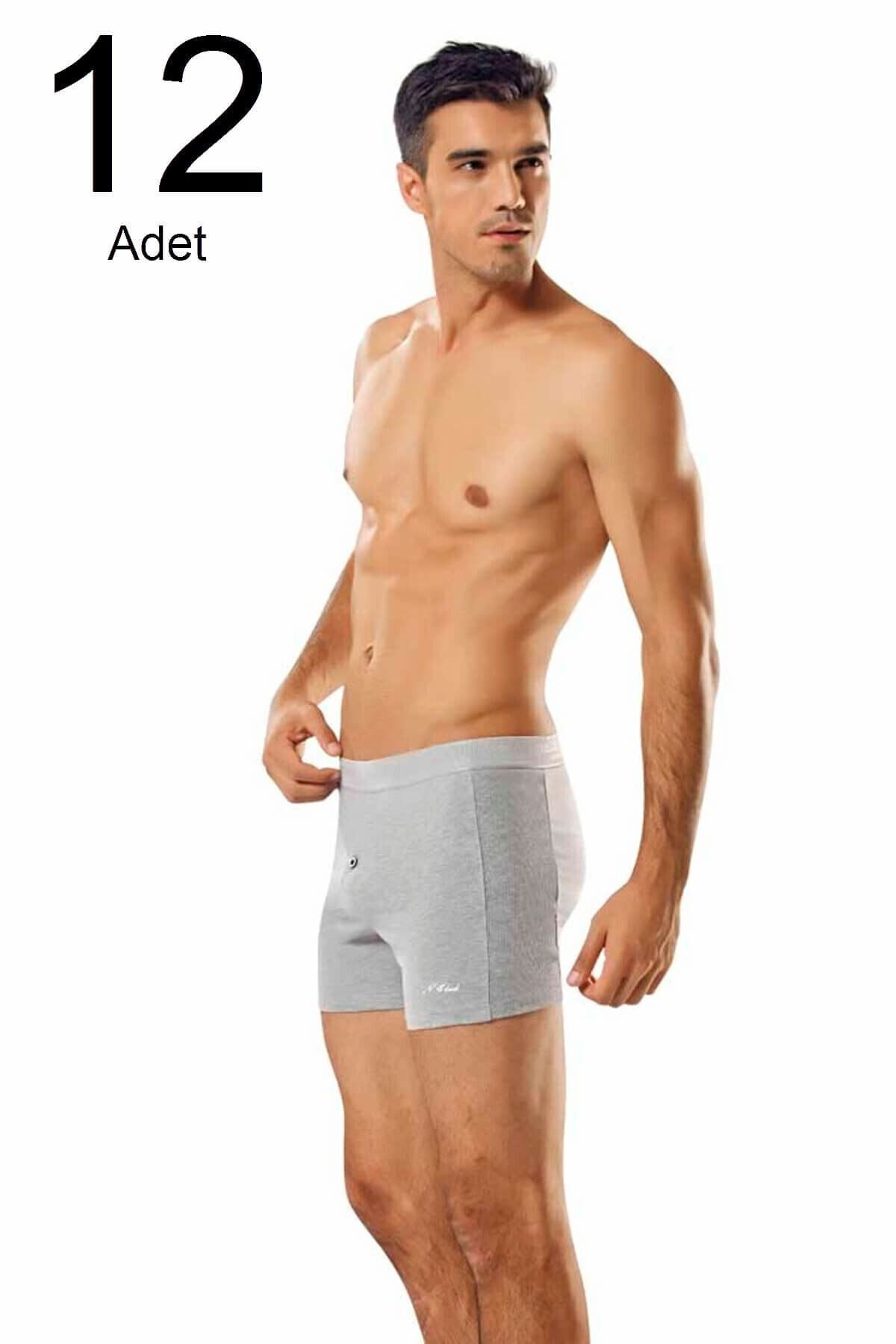 12'li Paket Düğmeli Erkek Boxer 12'li Paket Düğmeli Erkek Boxer